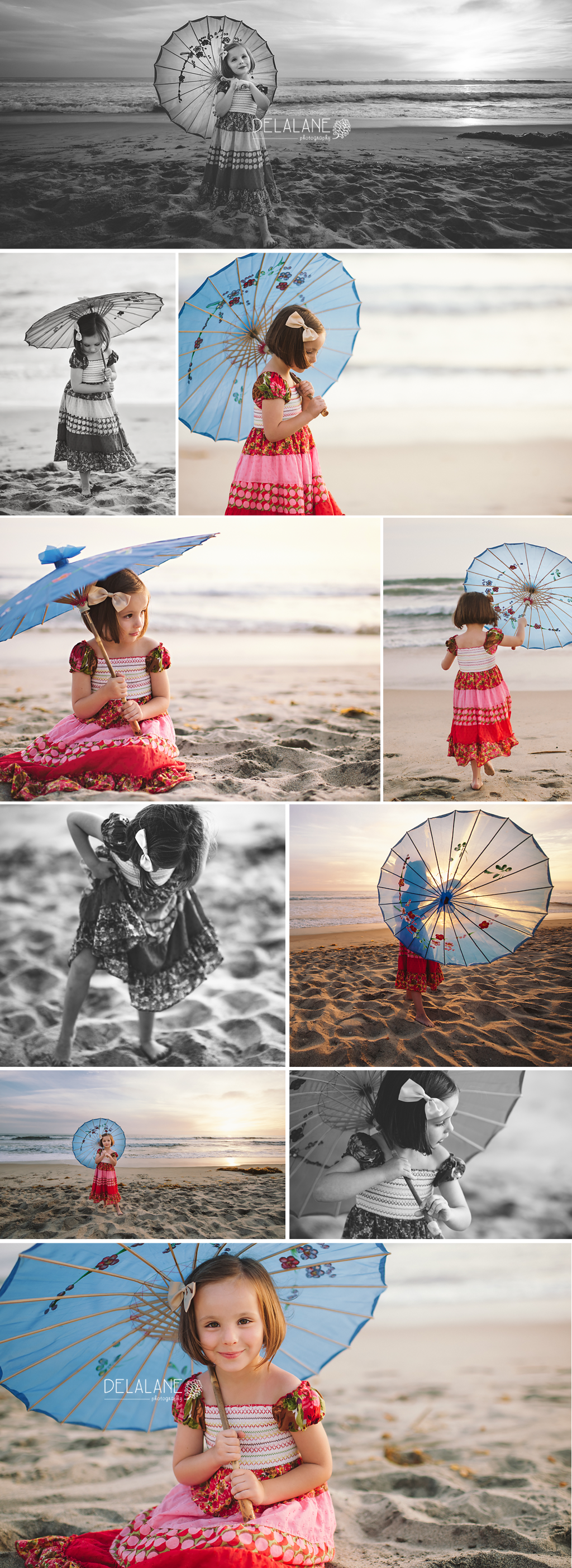 Girl with Umbrella at the Beach